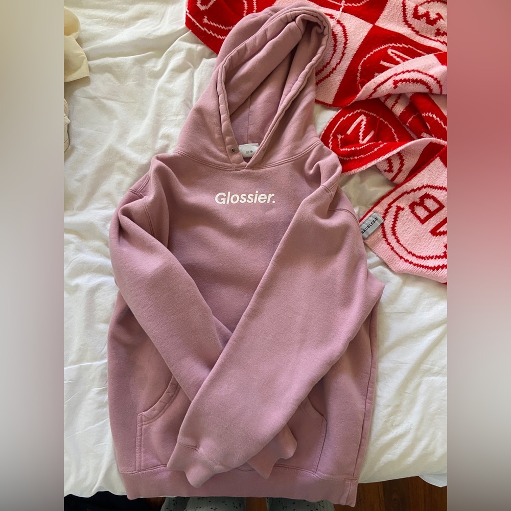 Glossier pink hoodie